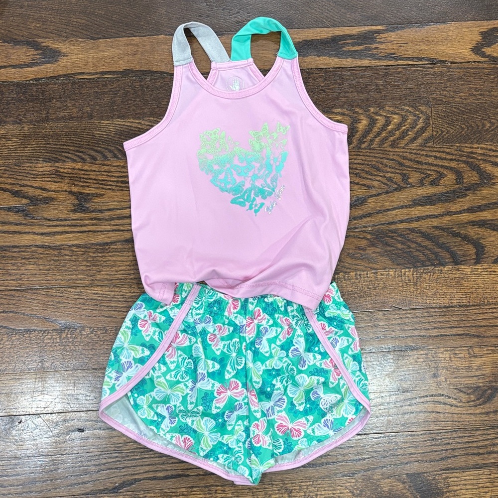 Body Glove Pink and Green butterfly Shorts Set size 6X